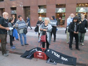 Ann with a representation of a Palestinian child